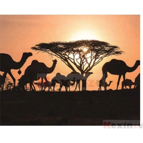 Kexinzu Full 5D DIY Square/Round Drill Diamond Painting "Desert camel" 3d Diamond Embroidery Cross Stitch Decor Gift D15
