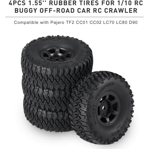 AUSTAR AX-2020WH 4PCS RC Tires 95*35mm Beadlock Wheel Rim Rubber Tyre for 1/10 RC Buggy Off-Road Car RC Crawler for Pajero TF2