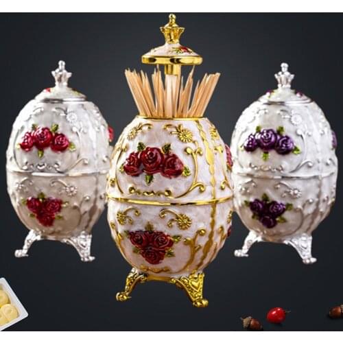 European style automatic toothpick box Fashion luxurious Vintage toothpick holder Toothpick Dispenser Box for Home Decoration