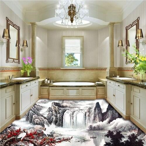 Free Shipping 3D landscape flooring painting bedroom park decorative self-adhesive living room bathroom kitchen floor mural