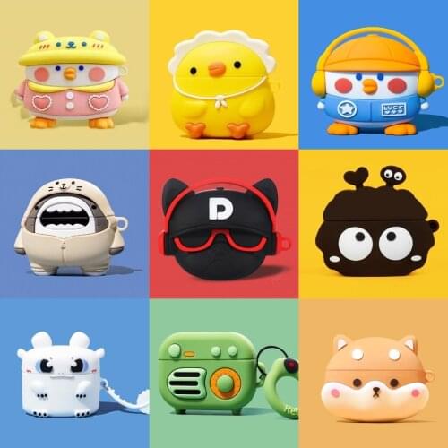 3D Earphone Headphone Case For Airpods pro 2 3 Case Silicone Cute Dog Pig Cartoon Cover For Apple Air pods Earbuds Earpods Case
