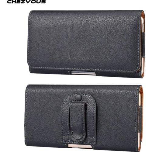 CHEZVOUS Black PU Leather Phone Case Belt Clip For AGM X1 HomTom HT37 Pro AGM A8 SE Blackview BV7000 Pro BV8000 Pro THL T6C