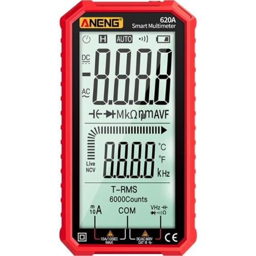 ANENG 620A True-RMS Auto-Ranging Digital Multimeter with Amp Volt Ohm Capacitance Continuity Temperature Frequency Diode Tests