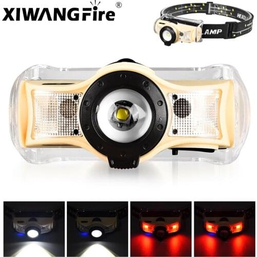 Sensor Headlamp USB Charging 5W LED Headlight Zoom Outdoor Camping Portable Light Fishing Red Light Warning Light Lantern