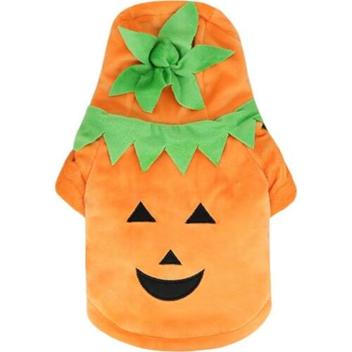 Fleece Dog Halloween Pumpkin Clothes For Pupy Cat Teddy Schnauzer Bichon Chihuahua Yorkshire Pet Costume Thick Dog Clothing