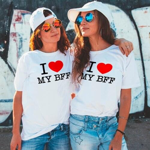 New Arrival I Love My Bff RED Heart for Adults Sister Tshirts Best Friend T Shirts Couple Shirts Matching Sister T Shirts