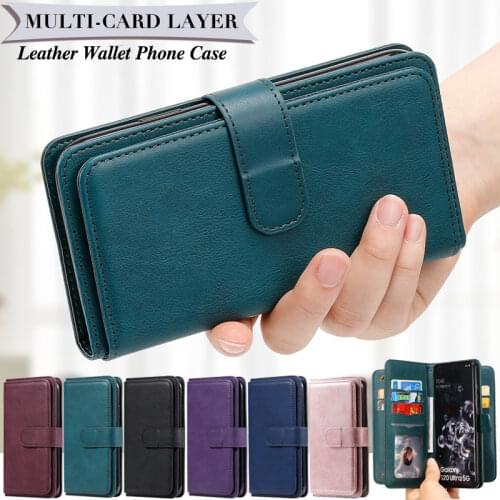 A21S A51 A71 A50 A70 Leather Purse Case For Samsung Galaxy S21 Ultra S20 FE S10 S9 Note 20 10 Plus Wallet Card Cover Coque Etui