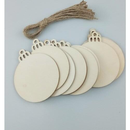 10PCS Round Wooden Cutouts Hanging Ornaments Blank Wooden Discs Unfinished Wood Circles for DIY Crafts Christmas Decor