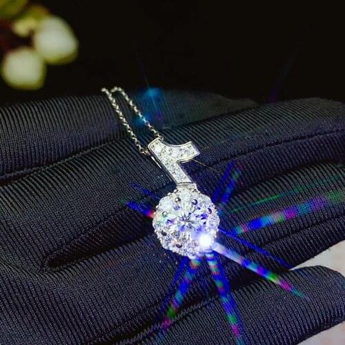 Classic crackling moissanite pendant for necklace with silver jewelry for women with Rotatable funtion