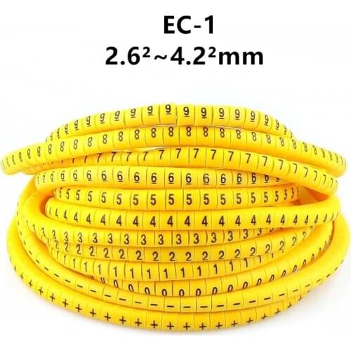 EC-1 Cable Markers Letter 0 to 9 + - X 600PCS (Each50pcs ) for wire diameter 2.6sq .mm~ 4.2 sq.mm Cable Wire Markers