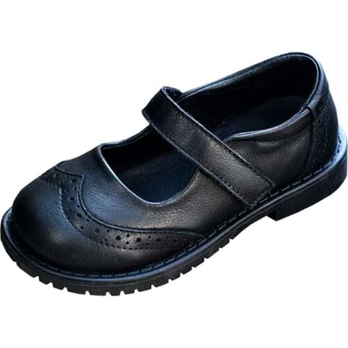 MHYONS Kids Shoes 2021 Spring Genuine Leather School Shoes Baby Flats Girls Brand Mary Jane Fashion Black Flat Toddlers J7504