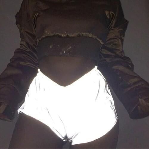 Fashion Womens Reflective Short Pants Female Jogger Dance Cool Shorts Shiny Hip Pop Fluorescent Short Sport Trousers Club Wear