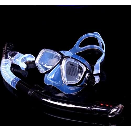 C320 Adult men and women Tempered glass mirror anti-fog goggles with breathing tube snorkeling equipment two-piece suit Diving