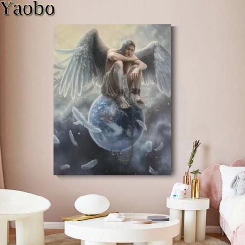 Diamond Mosaic Earth Angel Guard rhinestone 5D diamond painting Kit Full square Drill Magic Surrealism mazayka Pattern decor