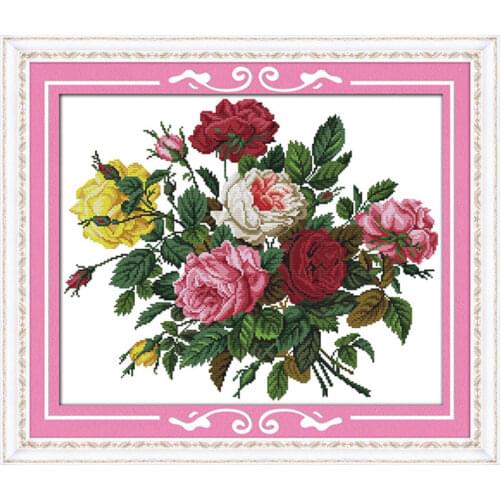 Beautiful rose cross stitch kit flower 18ct 14ct 11ct count printed canvas stitching embroidery DIY handmade needlework