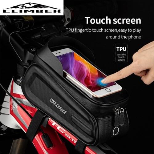 New Store Bike Bag Front Top Tube Bicycle Bag Frame Waterproof 6.5in Touch Screen Phone Case Bag MTB Cycling Bike Accessories