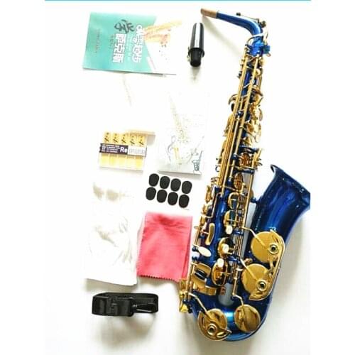 New High Quality Instrument Alto Saxophone Blue Saxophone Alto Mouthpiece And Case Free