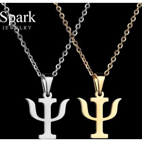New Arrival Stainless Steel Greek Letter PSI Necklace & Pendant Creative Gold Color Chain Necklace For Women Wedding Gift