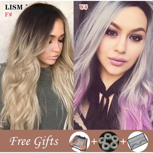 Pelucas De Mujer Pelo Natural Unicorn Wig Hair Topper Wigs for Women Curly Ombre Perucas Cosplay Blue Lolita Peluca Roja Larga