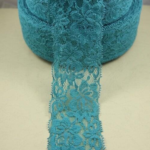 90 Yards 57mm Width Peacock Green Elastic Stretch Lace Trim Sewing Headband Elastic Lace DB6
