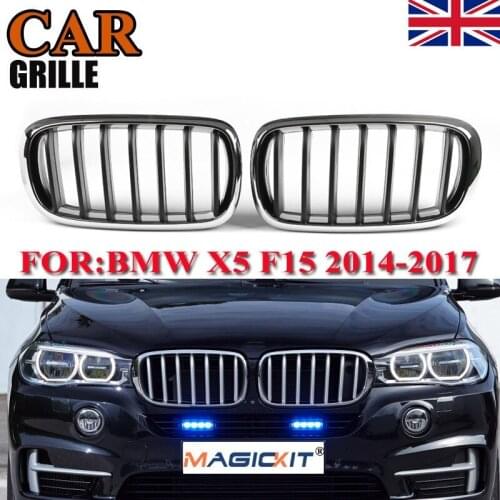 MagicKit Pair Chrome+Black Front Hood Kidney Grilles Grills for BMW X5 F15 X6 F16 14-17