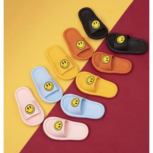 Summer EVA Smile Face Cute womens House Shoes Girls Boys Sandals Cartoon Anit-slip Soft-soled Beach Slides Kids Slipper