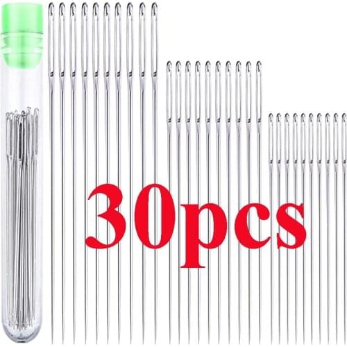 Bodkin Needle Storage Tube 25/30 pieces Big Eye Hole Needles Household Clothes Sewing Patching Needle