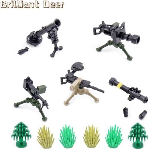 SWAT Commando Artillery Machine Gun Military Weapon Set Building Blocks Parts for WW2 Soldier Figures Kids Toys