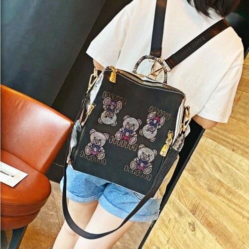 Rhinestone Luxury Backpack for Women Shoulder Bags Ita Cute Animal Prints Sac A Dos Shining Fashion Mochila Femenina 2021 Bolsos