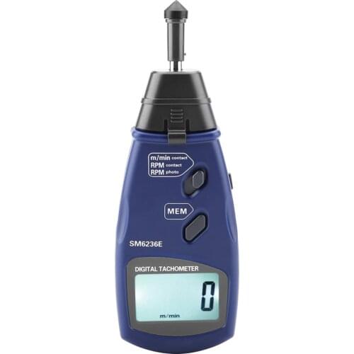 SM6236E Digital LCD Tach Rotation Meter Tester Laser/Contact Tachometer 5 Digits 18mm Measuring Tools New Arrival
