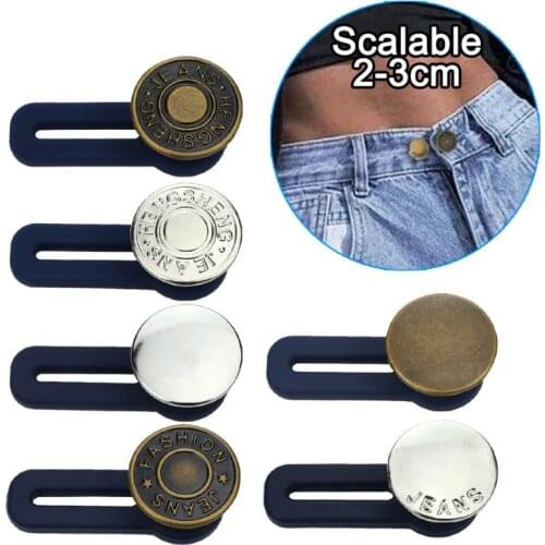 10PCS Waistband Extenders Jeans Button Extender Elastic Rubber Metal Button Button Waist Extender Pants Waist Extender