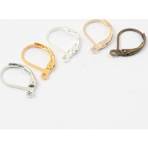 20Pcs/lot Gold Color French Earring Hooks Lever Back Open Loop Setting for DIY Earring Clips Clasp Jewelry Making Accessories