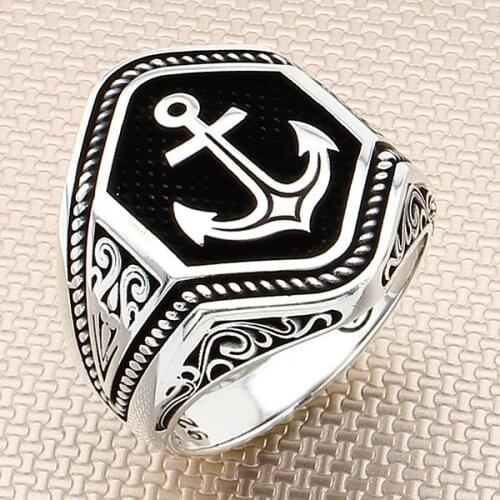 Anchor Model Sterling Silver Ring Captain Accessories Silver Sailor Ring For Men Made in Turkey