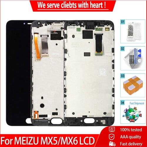 5.5" AMOLED For MEIZU MX5 MX6 LCD Display Touch Screen With Frame OEM Quality Tested Digitizer Assembly Replacement Parts