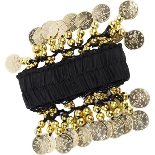 Gold Coins Belly Dance Elastic Arm Ankle Wrist Cuff Coin Bracelet Anklets