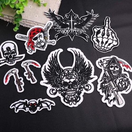 1pcs Ghost Theme Punk Embroidered Patches Sew Applique Stickers Badge Accessories Decoration Clothing Jeans Handbag DIY