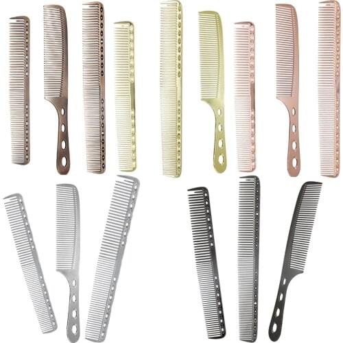 3 Pcs/Set Pro Titanium Hairdressing Combs Metal Hair Cutting Comb For Hairdresser High Quality Heat Resistant Hair Comb Kit