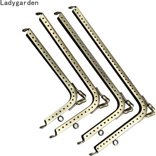 4PCS L Shape Purse Accessory Bag DIY Metal Kiss Clasp Lock Smooth Bronze Purse Frame Bronze 12.5cm-18.5cm Wallet Mouth Clasp