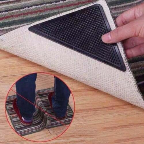 4Pcs/lot Doormat Reusable Anti-skid Rubber Mat Non Slip Patch Mat Washable RugGripper Stopper Tape Sticker Black Corners Pad