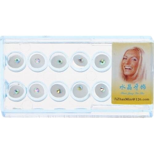 97QE 10pcs/Box 2mm Dental Colorful Crystal Tooth Fashion Jewelry Gem Decor with Box