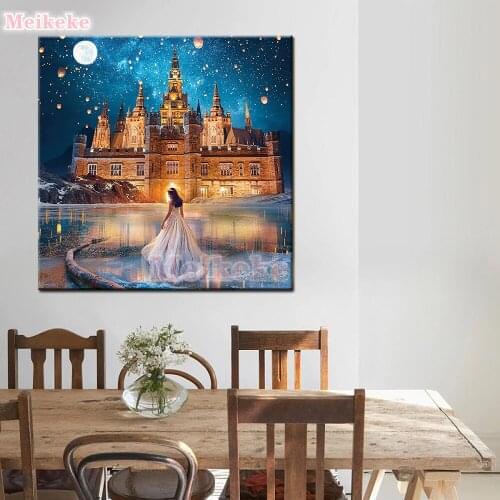 Full Square Round Drill 5D DIY Diamond Painting Castle and princess 3D Embroidery Cross Stitch Mosaic Rhinestone Home Decor Gift