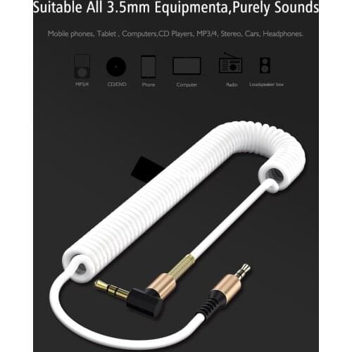 3.5mm Audio Cable 3.5 Jack Male to Male Aux Cable Spring Headphone Code for Car Xiaomi redmi 5 plus Oneplus LG Samsung Galaxy
