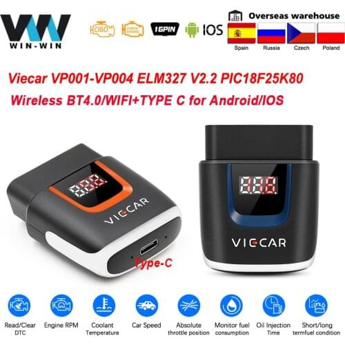 For Android/IOS Viecar VP003 VP004 ELM 327 V2.2 OBD2 WIFI Wireless BT4.0 USB Scanner ELM327 OBD 2 OBD2 Car Diagnostic Auto Tool