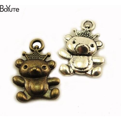 BoYuTe (60 Pieces/Lot) Vintage Metal Alloy 22*15MM Bear Charms Pendant Diy Jewelry Makings Accessories