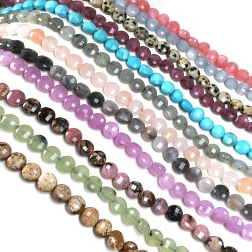 6mm Natural Stone Beads Aquamarin Picture Stone Buckle Shape Loose Stone Bead For Jewelry Making DIY Bracelet Necklace 1Strand