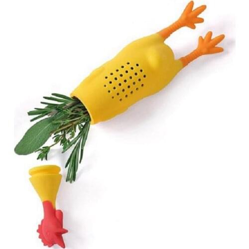 Spice Filters Box Screaming Chicken shape Food-Grade Silicone Kitchen Container for Tea/Spice/Herbal Make soup filter tool