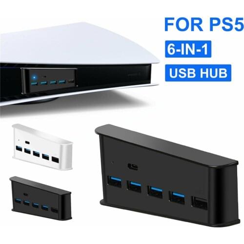 For Sony PS5 PS4 Pro Console 5-Ports Extend USB Hub Adapter High Speed Splitter High Speed Transmission Stable Operation Durable