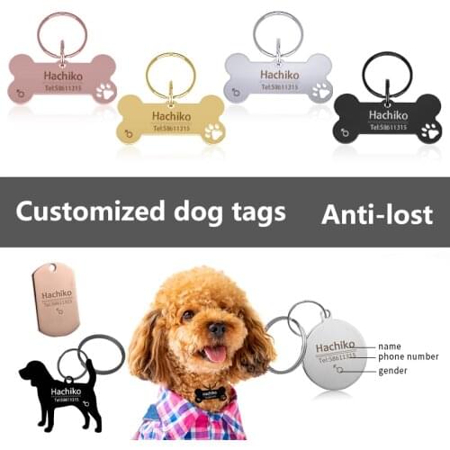 YVYOO Personalized Collar Pet ID Tag Engraved Pet ID Name for Cat Puppy Dog Tag Pendant Keyring Bone Pet Accessories