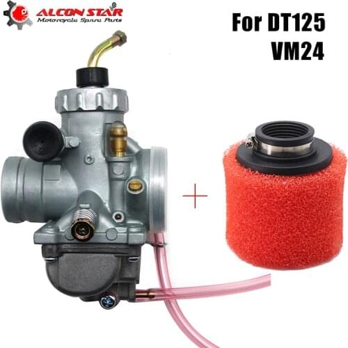 Alconstar- DT125 MIKUNI VM24 Carburetor Carb + Air Filter Straight Tube Sponge 42mm For YAMAHA DT100 DT125 DT175 TTR125 RT80