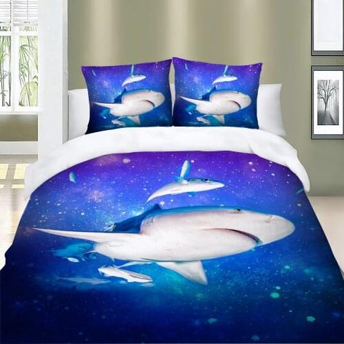 3D Shark Bedding set Blue color beddings HD kids adult bed set single twin full queen king size dropship